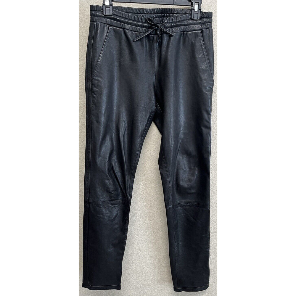 Bec & Bridge 100% Leather Jogger Pants Women’s size 4 Black Elastic Waist